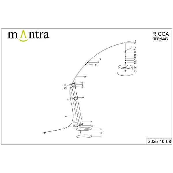 Pie de salón LED RICCA negro, bombilla E27 incluida 30W CTT 2700-3200-4000K, sin pantalla