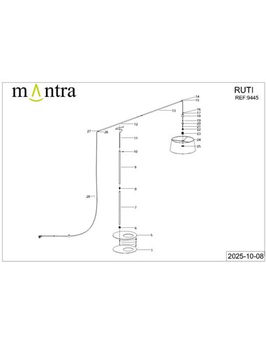 Luminária de chão RUTI preta com LED, lâmpada E27 inclusa, 30W CTT 2700-3200-4000K, sem cúpula.