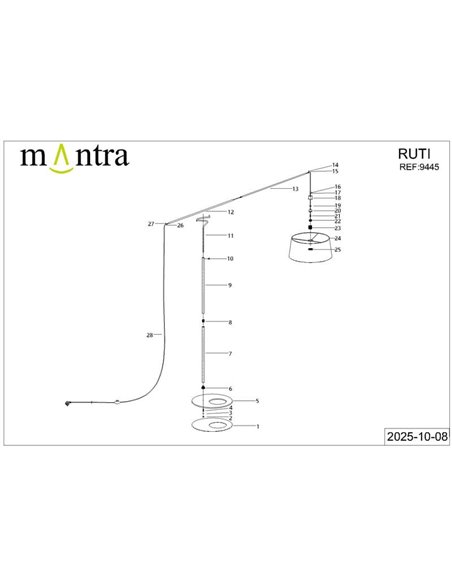 Luminária de chão RUTI preta com LED, lâmpada E27 inclusa, 30W CTT 2700-3200-4000K, sem cúpula.