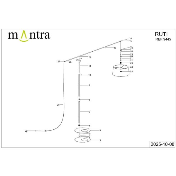Pie de salón LED RUTI negro, bombilla E27 incluida 30W CTT 2700-3200-4000K, sin pantalla