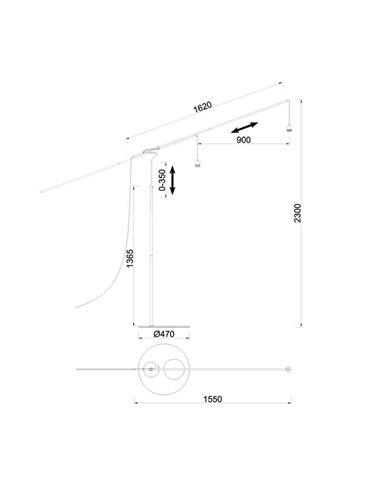 Pie de salón LED RUTI negro, bombilla E27 incluida 30W CTT 2700-3200-4000K, sin pantalla