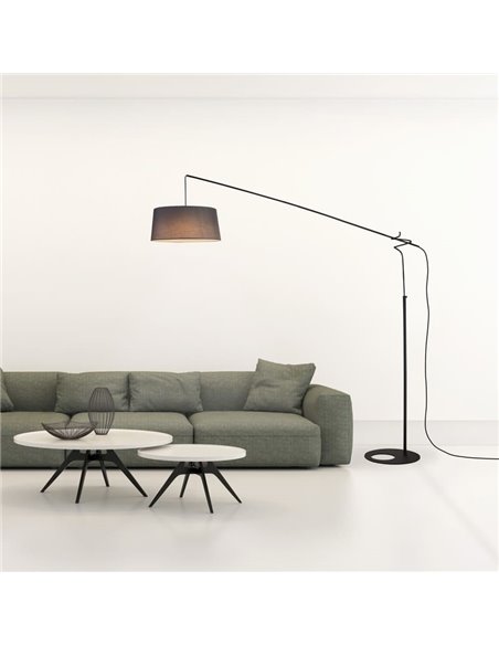 Pie de salón LED RUTI negro, bombilla E27 incluida 30W CTT 2700-3200-4000K, sin pantalla