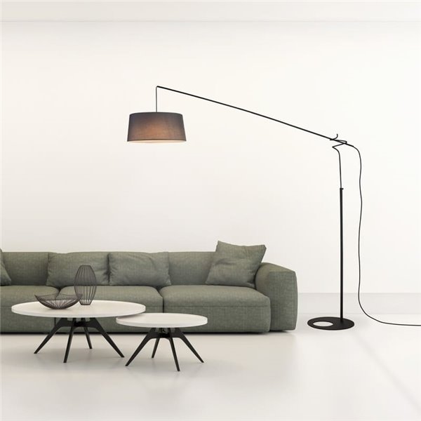 Lampadaire LED noir RUTI, ampoule E27 incluse 30 W CTT 2700-3200-4000 K, sans abat-jour