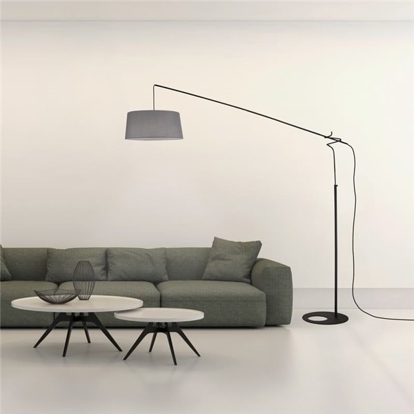 Luminária de chão RUTI preta com LED, lâmpada E27 inclusa, 30W CTT 2700-3200-4000K, sem cúpula.