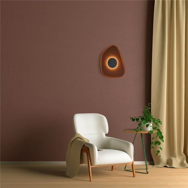 Applique murale LED acoustique, forme pétale, ACUSTIC, couleur café, Ø 30 cm, 5 W, 3 000 K, 400 lm