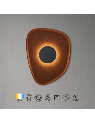 Luminária de parede acústica LED, formato pétala, ACUSTIC, cor café, Ø30cm, 5W 3000K 400Lm