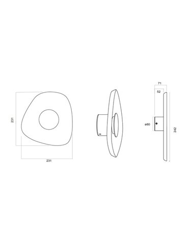 Aplique LED acústico de forma geométrica irregular ACUSTIC café Ø26cm, 5W 3000K 400Lm
