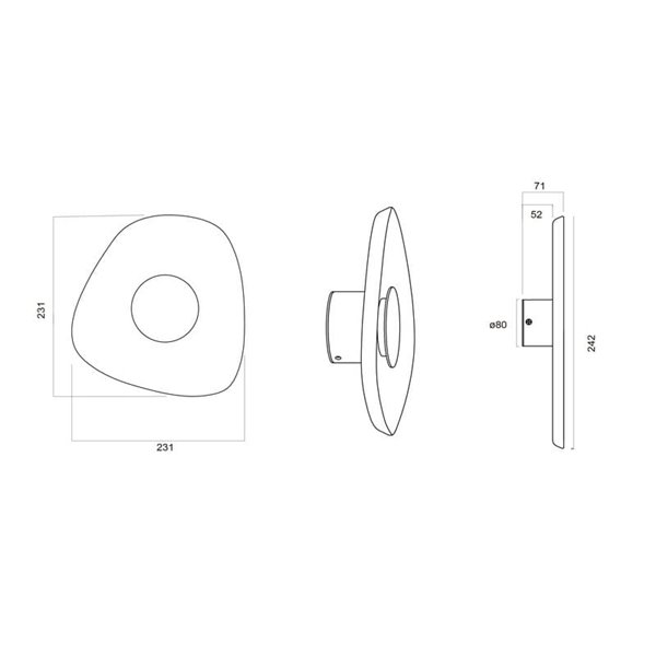 Applique murale LED de forme géométrique irrégulière, coloris café ACUSTIC, Ø 26 cm, 5 W, 3000 K, 400 lm