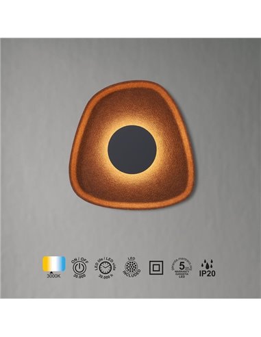 Aplique LED acústico de forma geométrica irregular ACUSTIC café Ø26cm, 5W 3000K 400Lm