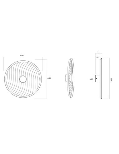 Aplique LED acústico circular ondulado ACUSTIC café Ø45cm, 5W 3000K 400Lm