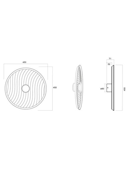 Aplique LED acústico circular ondulado ACUSTIC café Ø45cm, 5W 3000K 400Lm