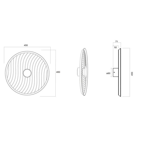 Aplique LED acústico circular ondulado ACUSTIC café Ø45cm, 5W 3000K 400Lm
