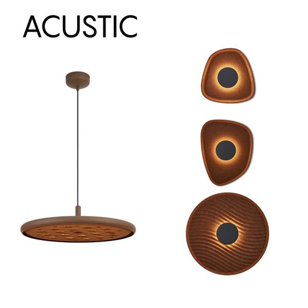 Aplique LED acústico circular ondulado ACUSTIC café Ø45cm, 5W 3000K 400Lm