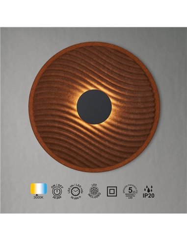 Aplique LED acústico circular ondulado ACUSTIC café Ø45cm, 5W 3000K 400Lm