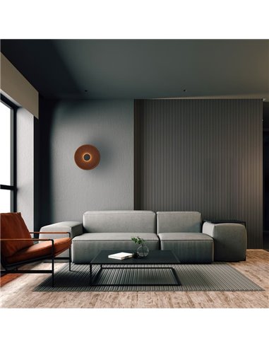 Applique murale LED circulaire ondulée, coloris café ACUSTIC, Ø 45 cm, 5 W, 3 000 K, 400 lm