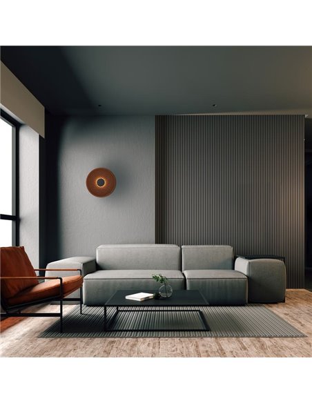 Aplique LED acústico circular ondulado ACUSTIC café Ø45cm, 5W 3000K 400Lm