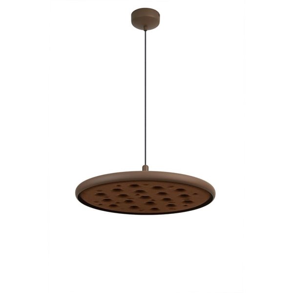 Luminária pendente acústica LED 20W ACUSTIC cor café, painel absorvente, 3000K 2250Lm, dimerizável por TRIAC