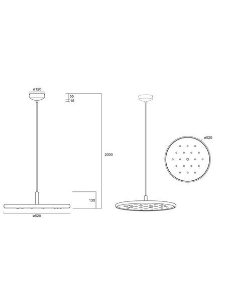 Lámpara colgante LED acústico 20W ACUSTIC café, panel absorbente, 3000K 2250Lm, dimmable TRIAC