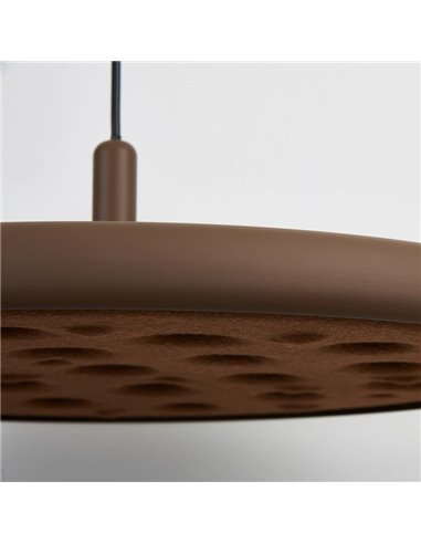 Luminária pendente acústica LED 20W ACUSTIC cor café, painel absorvente, 3000K 2250Lm, dimerizável por TRIAC