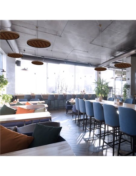 Lámpara colgante LED acústico 20W ACUSTIC café, panel absorbente, 3000K 2250Lm, dimmable TRIAC