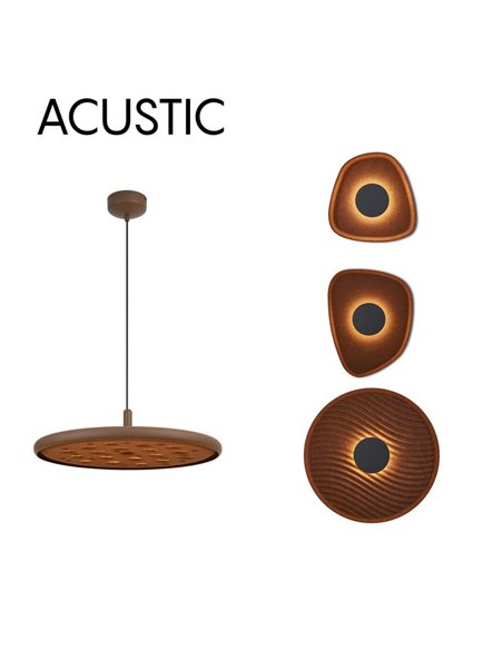 Lámpara colgante LED acústico 20W ACUSTIC café, panel absorbente, 3000K 2250Lm, dimmable TRIAC
