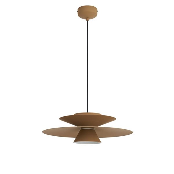 Colgante LED de doble disco ESTRELLA caqui mate 12W 3000K 900Lm TRIAC Ø50cm