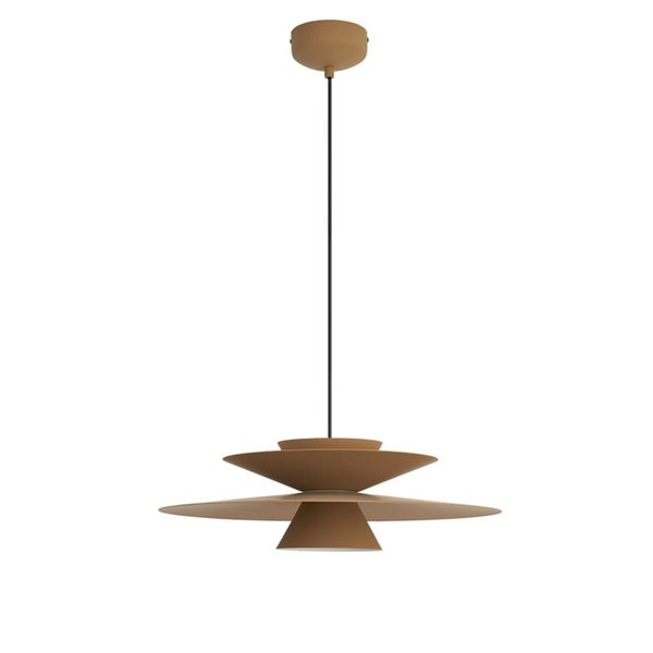 Colgante LED de doble disco ESTRELLA caqui mate 12W 3000K 900Lm TRIAC Ø50cm