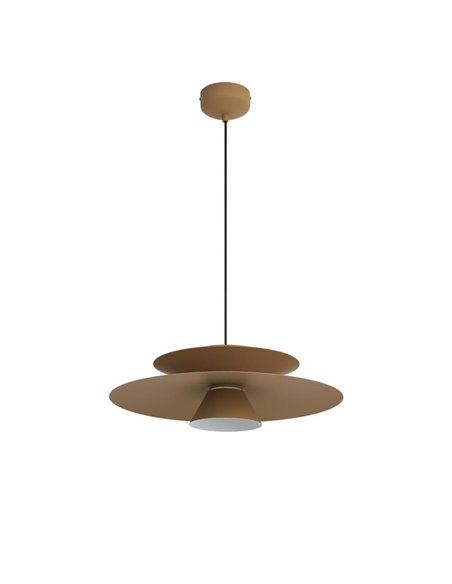 Colgante LED de doble disco ESTRELLA caqui mate 12W 3000K 900Lm TRIAC Ø50cm