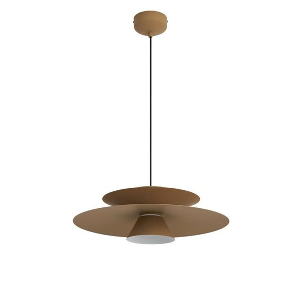 Colgante LED de doble disco ESTRELLA caqui mate 12W 3000K 900Lm TRIAC Ø50cm