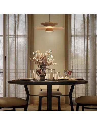 Colgante LED de doble disco ESTRELLA caqui mate 12W 3000K 900Lm TRIAC Ø50cm