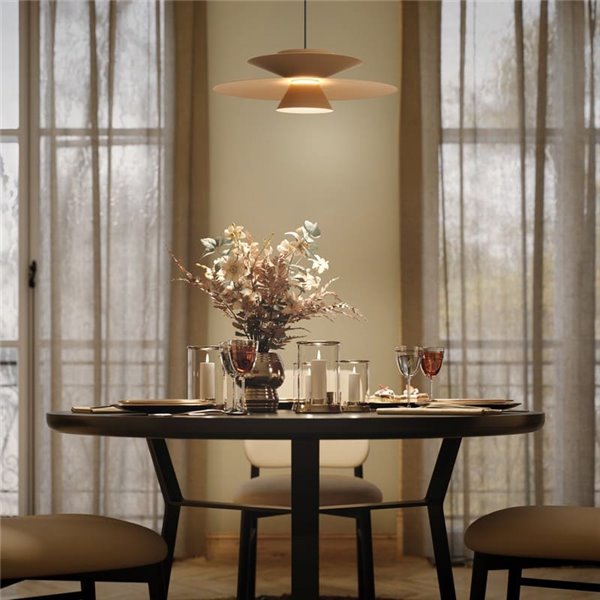 Suspension LED ESTRELLA double disque kaki mat 12W 3000K 900Lm TRIAC Ø50cm