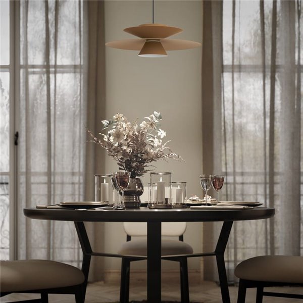 Colgante LED de doble disco ESTRELLA caqui mate 12W 3000K 900Lm TRIAC Ø50cm