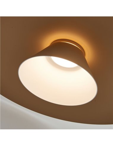 Luminária pendente LED ESTRELLA com disco duplo, acabamento cáqui fosco, 12W, 3000K, 900 lúmens, TRIAC, Ø50cm