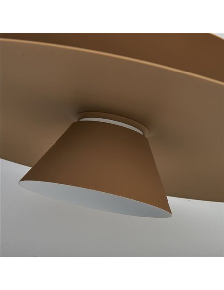Colgante LED de doble disco ESTRELLA caqui mate 12W 3000K 900Lm TRIAC Ø50cm