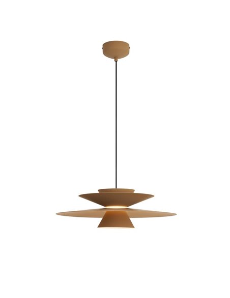 Colgante LED de doble disco ESTRELLA caqui mate 12W 3000K 900Lm TRIAC Ø50cm