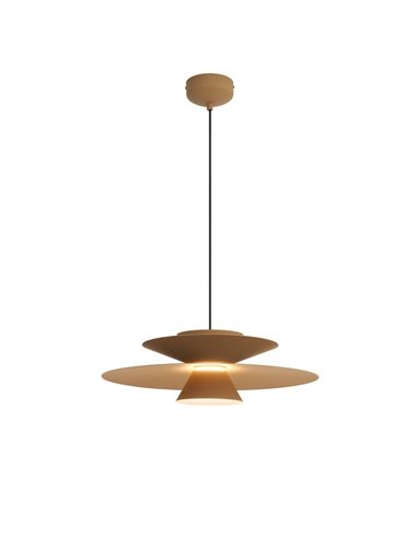 Colgante LED de doble disco ESTRELLA caqui mate 12W 3000K 900Lm TRIAC Ø50cm