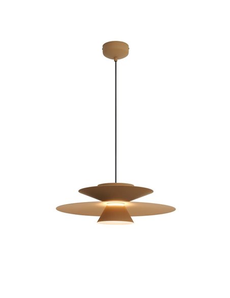 Colgante LED de doble disco ESTRELLA caqui mate 12W 3000K 900Lm TRIAC Ø50cm