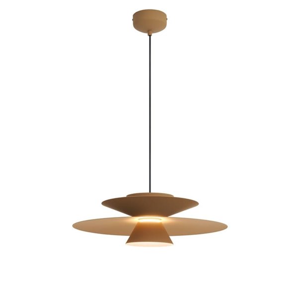 Suspension LED ESTRELLA double disque kaki mat 12W 3000K 900Lm TRIAC Ø50cm