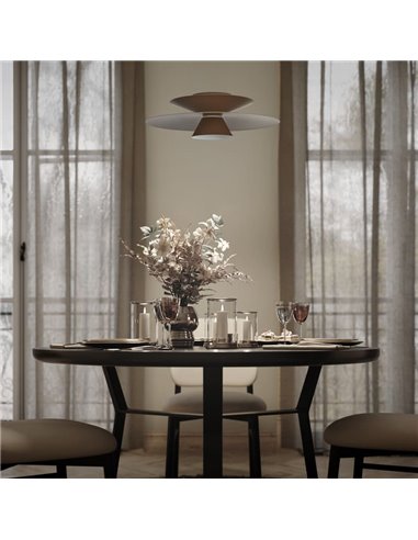 Luminária pendente LED STAR de disco duplo, marrom escuro, 12W, 3000K, 900lm, TRIAC, Ø50cm