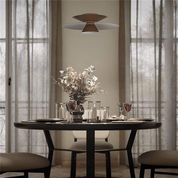 Colgante LED de doble disco ESTRELLA café oscuro 12W 3000K 900Lm TRIAC Ø50cm