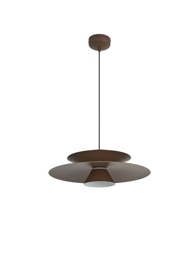 Luminária pendente LED STAR de disco duplo, marrom escuro, 12W, 3000K, 900lm, TRIAC, Ø50cm