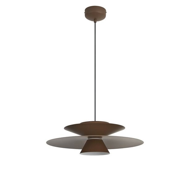 Luminária pendente LED STAR de disco duplo, marrom escuro, 12W, 3000K, 900lm, TRIAC, Ø50cm