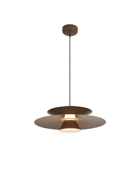 Colgante LED de doble disco ESTRELLA café oscuro 12W 3000K 900Lm TRIAC Ø50cm