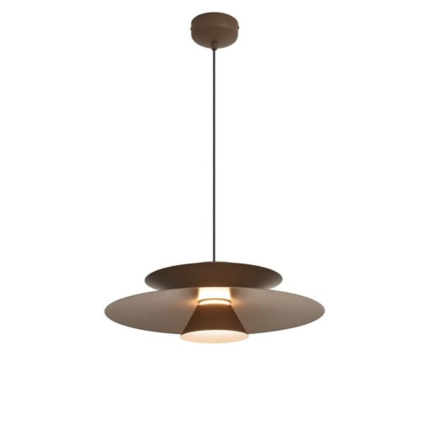 Colgante LED de doble disco ESTRELLA café oscuro 12W 3000K 900Lm TRIAC Ø50cm