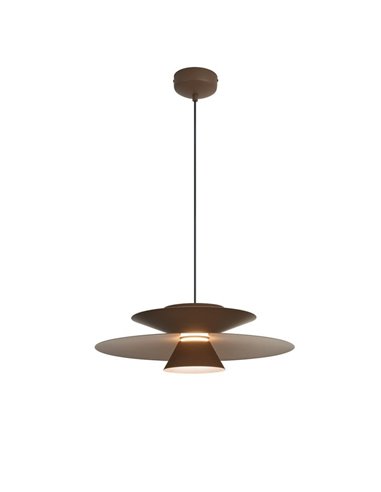 Colgante LED de doble disco ESTRELLA café oscuro 12W 3000K 900Lm TRIAC Ø50cm
