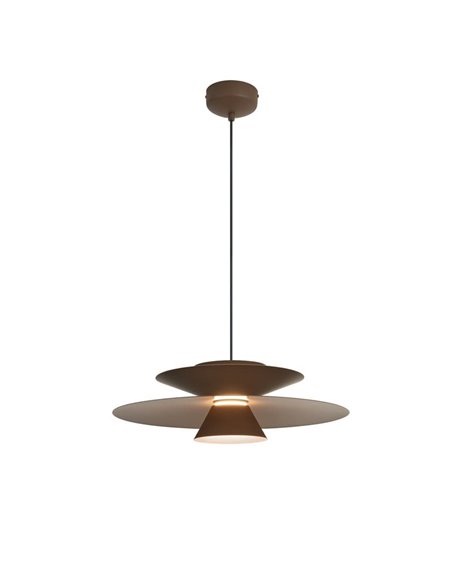Colgante LED de doble disco ESTRELLA café oscuro 12W 3000K 900Lm TRIAC Ø50cm