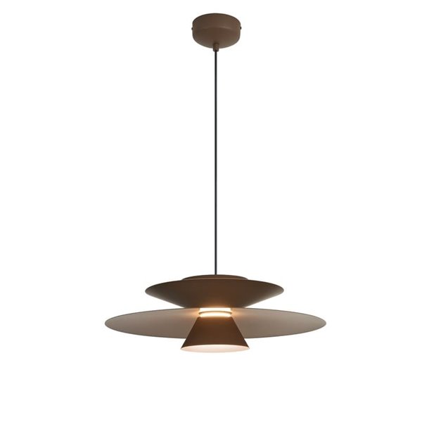 Luminária pendente LED STAR de disco duplo, marrom escuro, 12W, 3000K, 900lm, TRIAC, Ø50cm