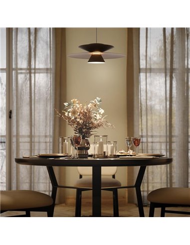 Suspension LED double disque STAR, marron foncé, 12 W, 3000 K, 900 lm, TRIAC, Ø 50 cm