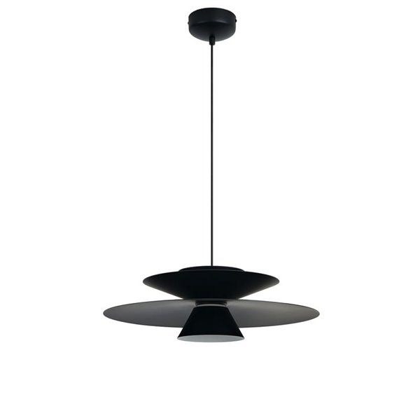 Suspension LED ESTRELLA double disque noir 12W 3000K 900Lm TRIAC Ø50cm