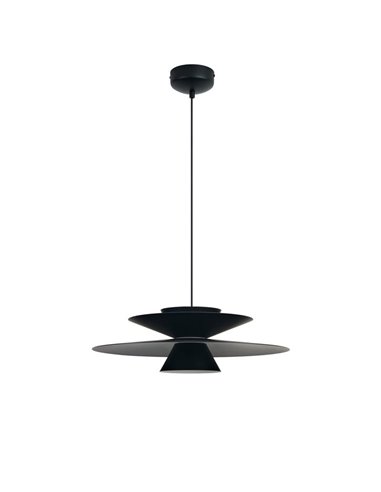 Colgante LED de doble disco ESTRELLA negro 12W 3000K 900Lm TRIAC Ø50cm